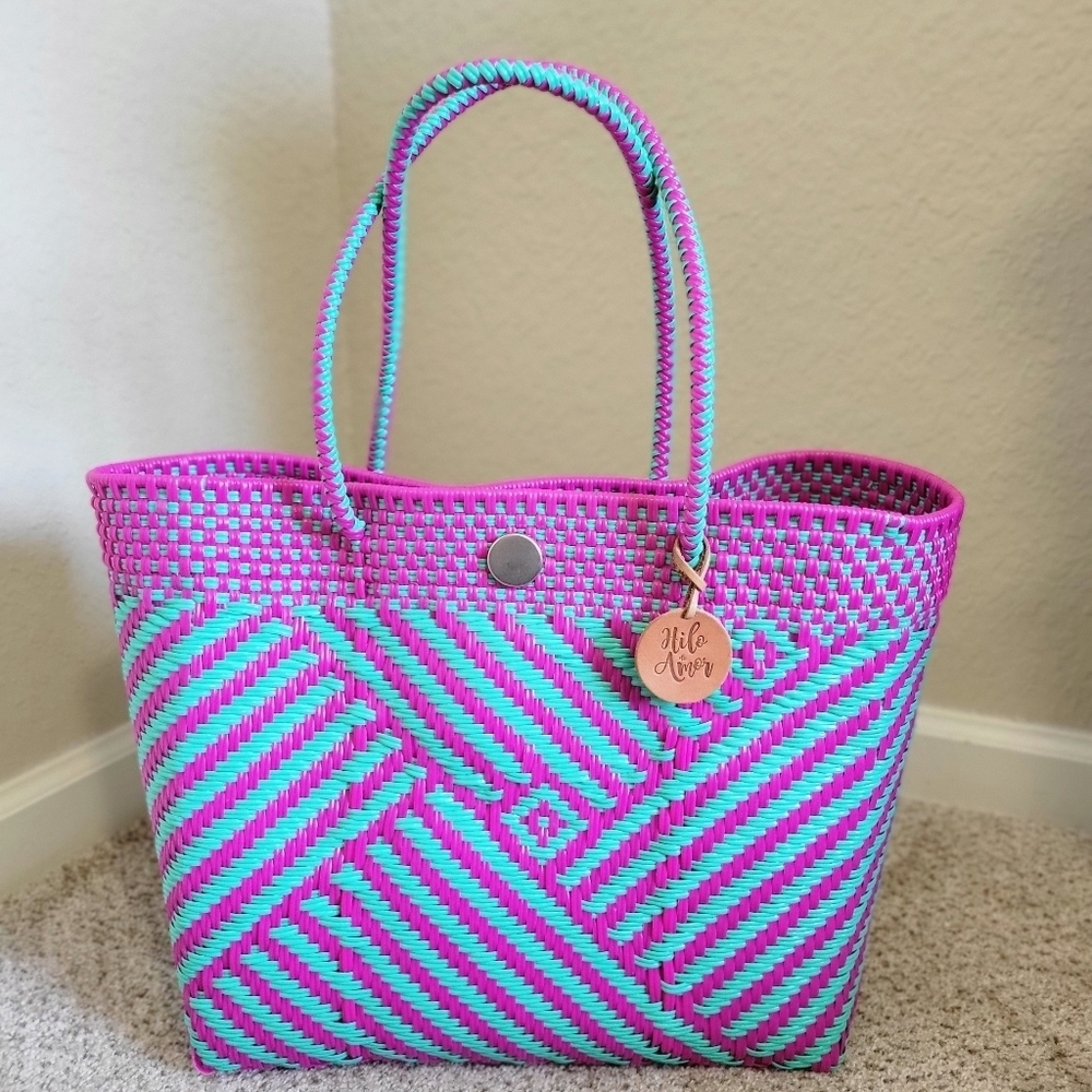 Oaxacan Handwoven Tote Bag- 17"w x 13"h x 6"d